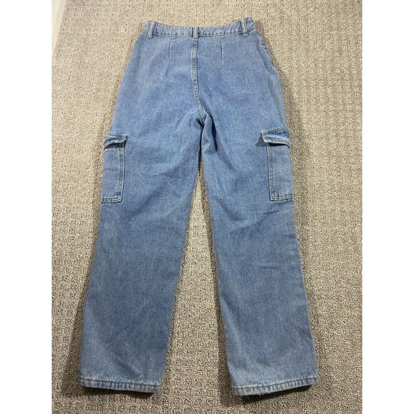 Unbranded Cargo Jeans Womens Small Blue Light Wash Straight Leg Mom - Picture 6 of 8